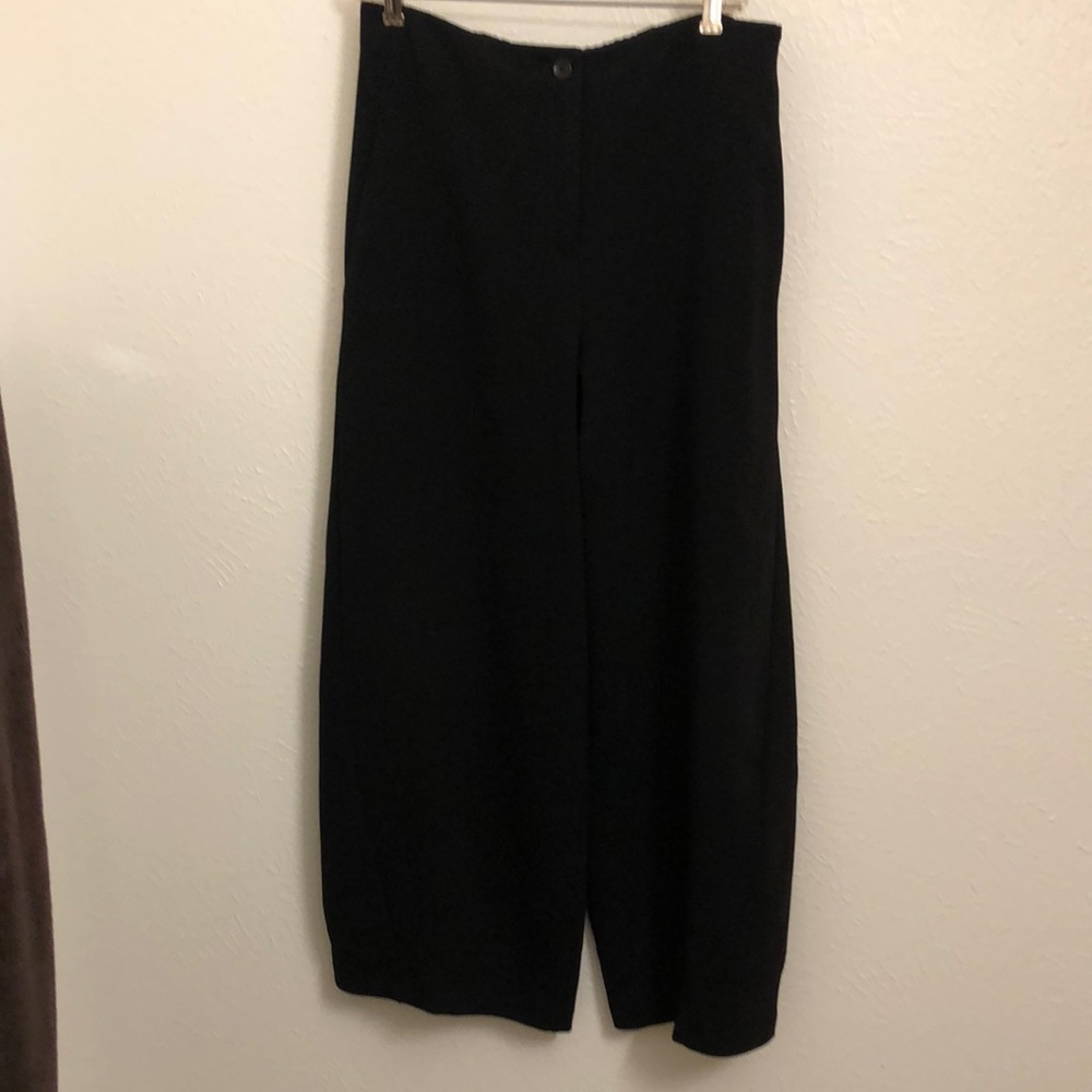 Oska Elegant Black Wide-Leg Barrel Pants